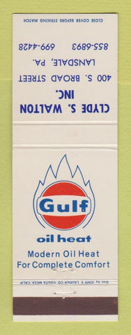 Matchbook Cover - Gulf oil gas Heating Clyde Walton Lansdale PA