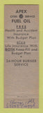 Matchbook Cover - Apex Motor Fuel Chicago IL Cities Heating