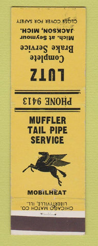 Matchbook Cover - Mobil oil gas Heating Lutz Jackson MI