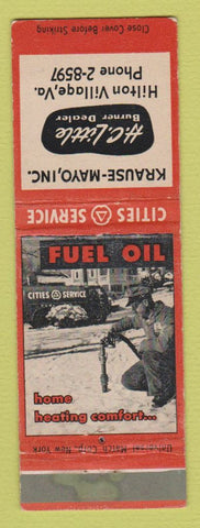 Matchbook Cover - Cities oil gas Heating Krause Mayo Hilton Village VA WEAR