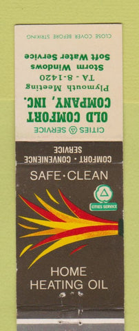 Matchbook Cover - Cities oil gas Heating Old Comfort Plymouth Meeting PA