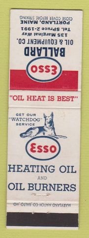 Matchbook Cover - Esso oil gas Heating Ballard Portland ME
