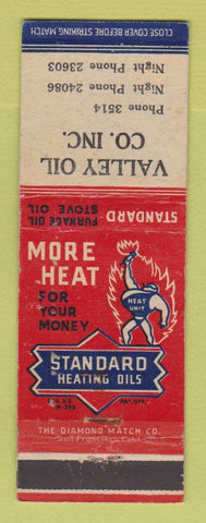 Matchbook Cover - Standard Heating Oils Valley Oil Company WEAR
