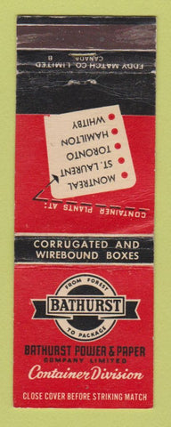 Matchbook Cover Bathurst  Corrugated Boxes Container Canada Montreal Toronto #1
