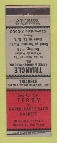 Matchbook Cover - Triangle Paper and Woodenware Brooklyn NY paper bags