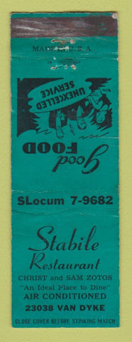 Matchbook Cover - Stabile Restaurant Warren MI WEAR