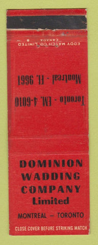 Matchbook Cover - Dominion Wadding Montreal QC Toronto ON WEAR