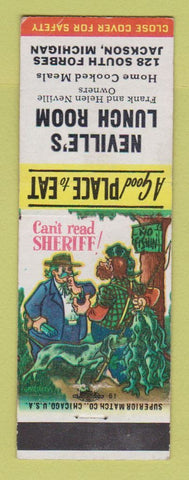 Matchbook Cover - Neville's Lunch Room Jackson MI hillbilly
