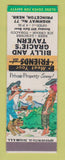 Matchbook Cover - Bill and Gracie's Tavern Princeton NE hillbilly