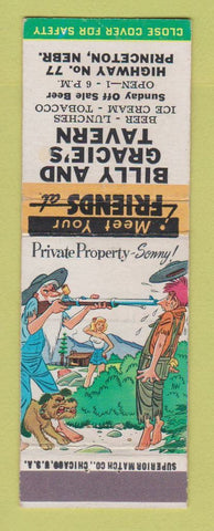 Matchbook Cover - Bill and Gracie's Tavern Princeton NE hillbilly