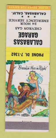 Matchbook Cover - Calabasas Garage Chevron oil gas CA hillbilly