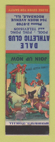 Matchbook Cover - Dale Athletic Club billiards ping pong Rockdale IL hillbilly