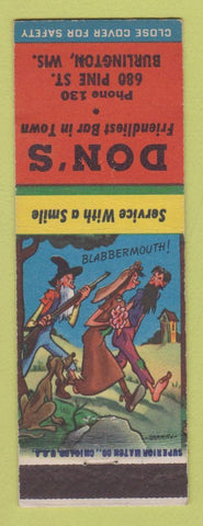 Matchbook Cover - Don's Bar Burlington WI hillbilly