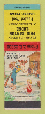 Matchbook Cover - Frio Canyon Lodge Leakey TX hillbilly