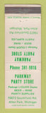 Matchbook Cover - Parkway Party Store Liquor Allen Park MI