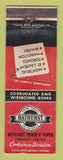 Matchbook Cover - Bathurst Power and Paper Montreal Toronto Hamilton ON WEAR