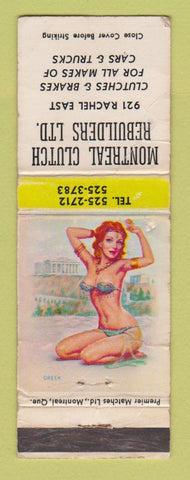 Matchbook Cover - Montreal Clutch Rebuilders QC pinup WORN
