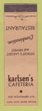 Matchbook Cover - Kartsen's Cafeteria Detroit MI