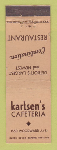 Matchbook Cover - Kartsen's Cafeteria Detroit MI