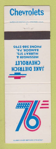 Matchbook Cover - 1976 Chevrolet Jake Dietrich Bangor ME WEAR
