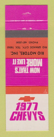 Matchbook Cover - 1977 Chevrolet Rio Motors Rio Grande City TX