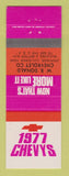 Matchbook Cover - 1977 Chevrolet WB Donald Jennings LA