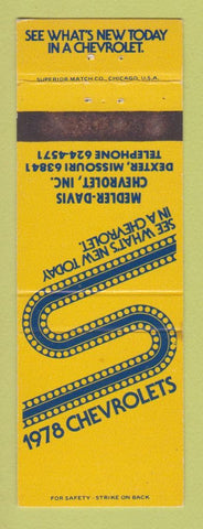 Matchbook Cover - 1978 Chevrolet Medler Davis Dexter MO