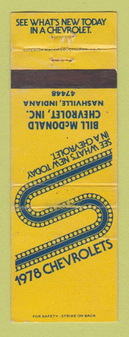 Matchbook Cover - 1978 Chevrolet Bill McDonald Nashville IN