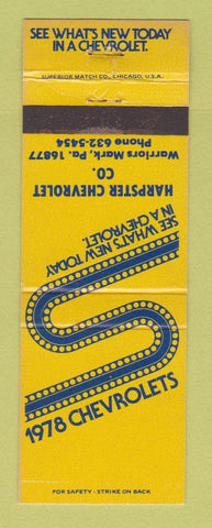 Matchbook Cover - 1978 Chevrolet Harpster Warriors Mark PA