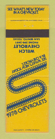 Matchbook Cover - 1978 Chevrolet Welch San Benito TX
