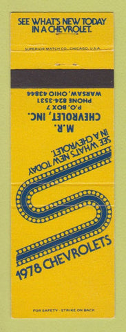 Matchbook Cover - 1978 Chevrolet MR Warsaw OH