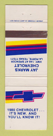 Matchbook Cover - 1980 Chevrolet Jay Marks La Porte TX