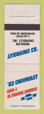 Matchbook Cover - 1983 Chevrolet Warlow Waynesboro GA
