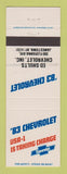 Matchbook Cover - 1983 Chevrolet Ed Shults Jamestown NY WEAR