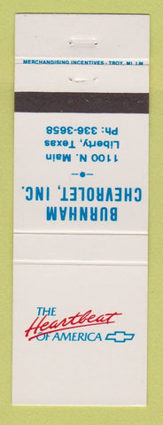 Matchbook Cover - Burnham Chevrolet Liberty TX