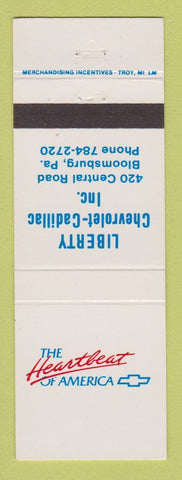 Matchbook Cover - Liberty Chevrolet Cadillac Bloomsburg PA
