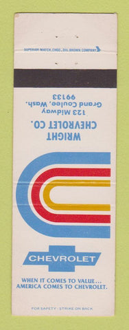 Matchbook Cover - Wright Chevrolet Grand Coulee WA