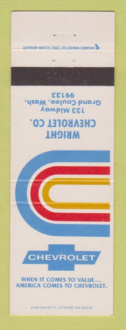 Matchbook Cover - Wright Chevrolet Grand Coulee WA