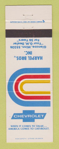 Matchbook Cover - Harpel Bros Chevrolet Glencoe MN