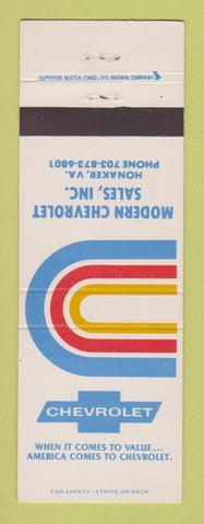 Matchbook Cover - Modern Chevrolet Sales Honaker VA