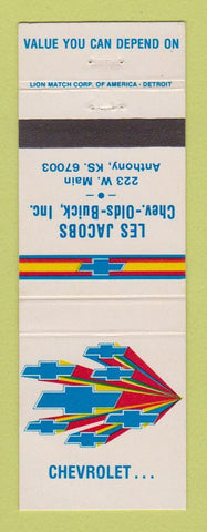 Matchbook Cover - Les Jacobs Chevrolet Oldsmobile Buick Anthony KS