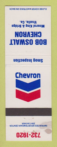 Matchbook Cover - Chevron oil gas Bob Oswalt Visalia CA WEAR