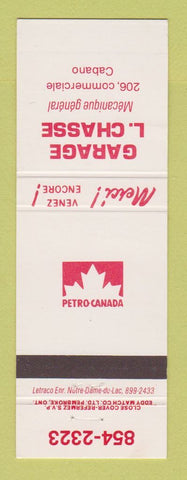Matchbook Cover - Petro Canada oil gas Garage L Chasse Cabano QC
