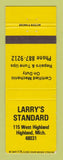 Matchbook Cover - Larry's Standard oil gas Highland MI