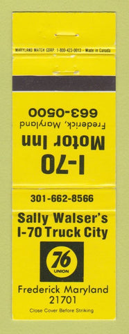 Matchbook Cover - Union 76 oil gas Frederick MD I-70 Motor Inn