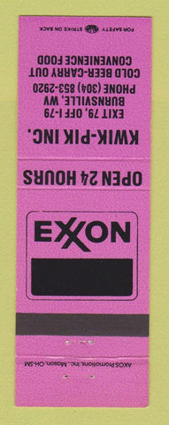 Matchbook Cover - Exxon oil gas Kwik Pik Burnsville WV