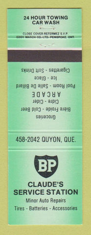 Matchbook Cover - Claude's BP oil gas Quyon QC