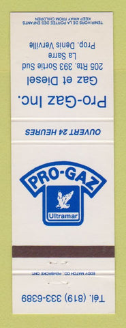 Matchbook Cover - Pro Gaz Ultramar oil gas La Sarre QC