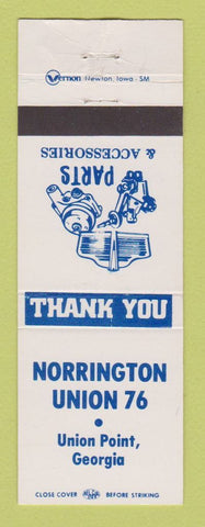 Matchbook Cover - Norrington Union 76 oil gas Union Point GA