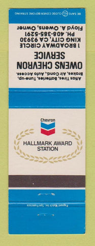 Matchbook Cover - Chevron oil gas Owens King City CA
